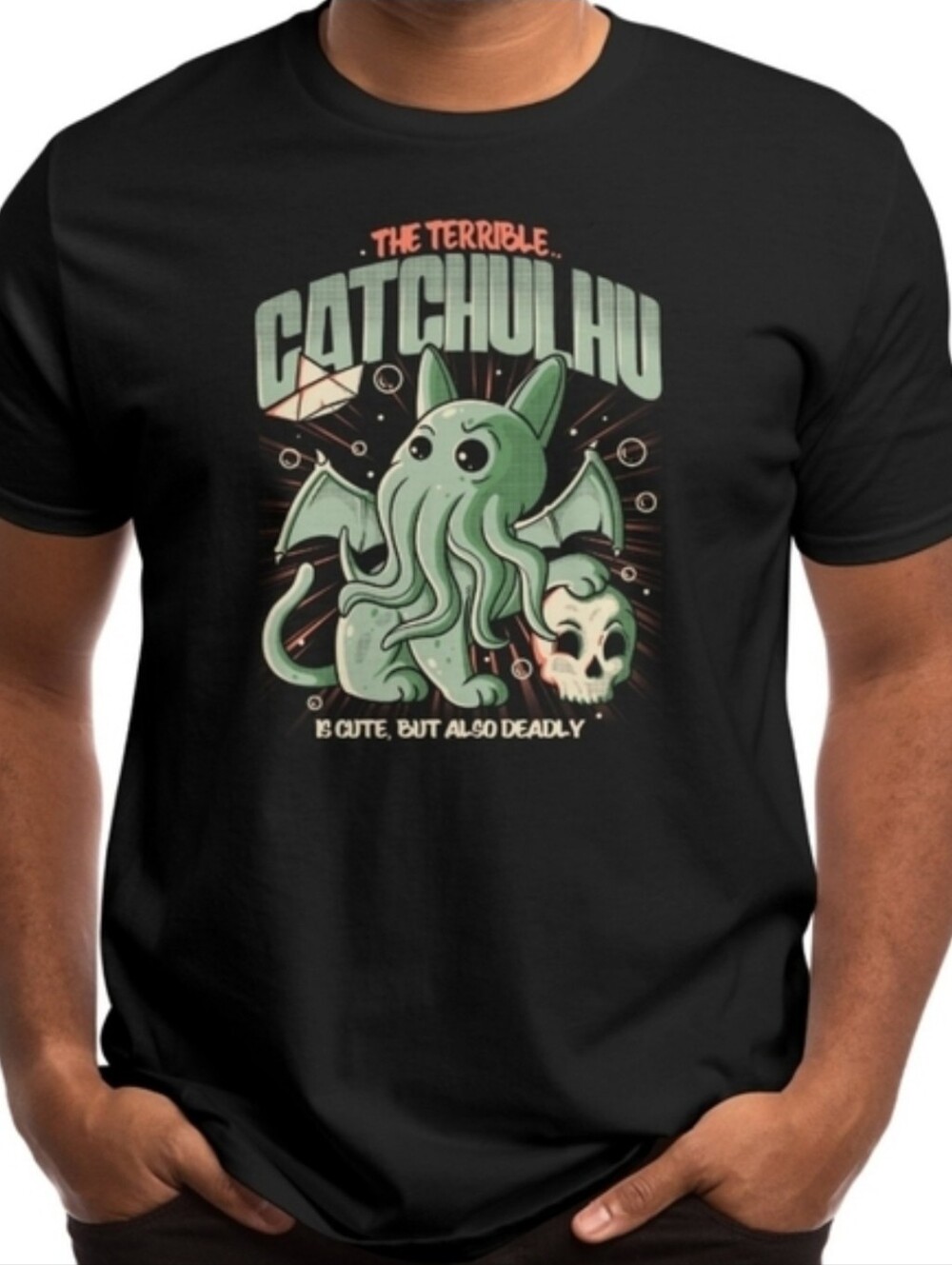NWOT XL Mens Unisex Cthulhu Cat Catchulhu Lovecraft Tee Sci-fi Horror T-shirt